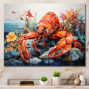 Coral Yellow Lobster Grace Geometric - Coral Lobster Wall Art